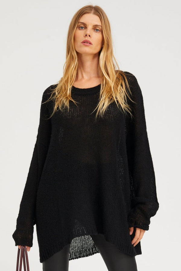 sprwmn Cashmere Silk Jade Sweater BLACK