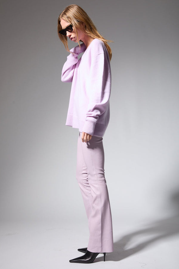 Sprwmn Cashmere V-Neck Boyfriend Sweater LAVENDER