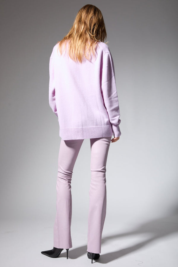 Sprwmn Cashmere V-Neck Boyfriend Sweater LAVENDER