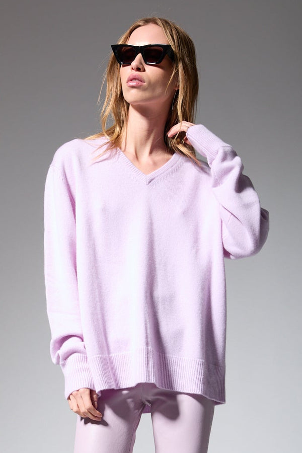 sprwmn Cashmere V-Neck Boyfriend Sweater LAVENDER