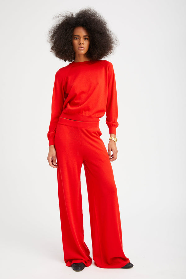 sprwmn Cashmere Wide Leg Pants RED