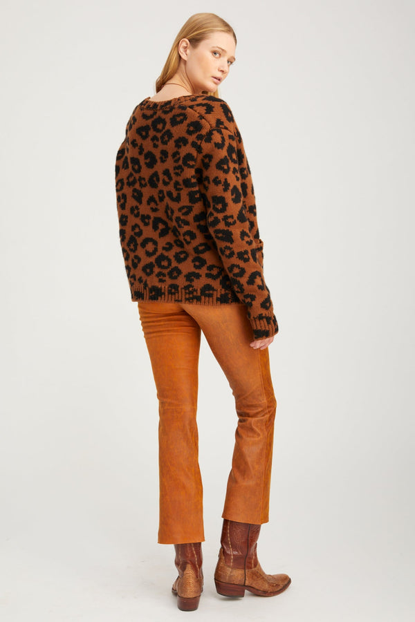 Sprwmn Cedar Leather 5 Pocket Ankle Flare CEDAR