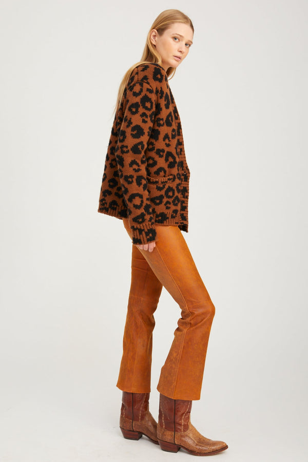 Sprwmn Cedar Leather 5 Pocket Ankle Flare CEDAR