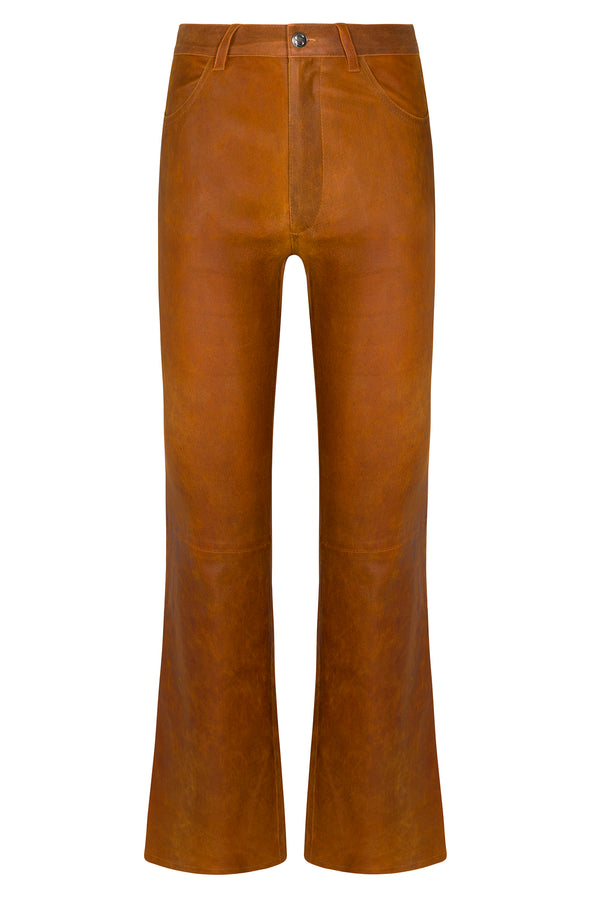 Sprwmn Cedar Leather 5 Pocket Ankle Flare CEDAR