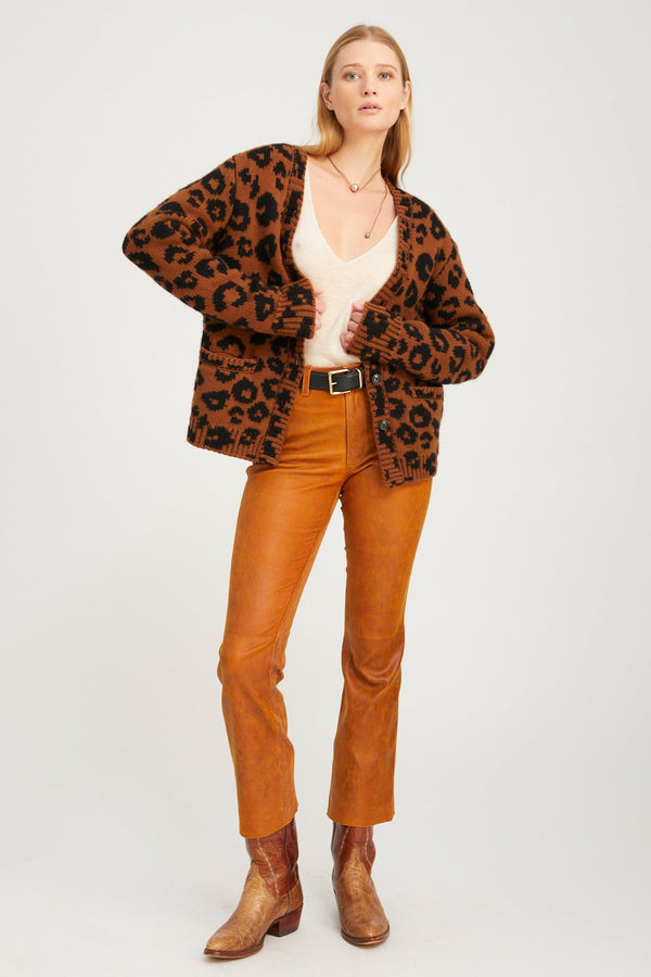 sprwmn Cedar Leather 5 Pocket Ankle Flare CEDAR