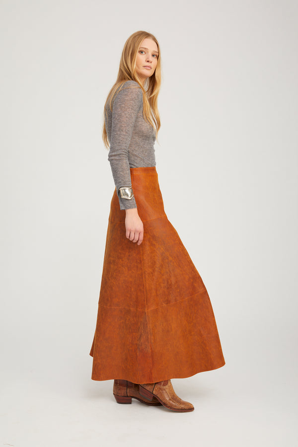 Sprwmn Cedar Leather Julia Skirt CEDAR