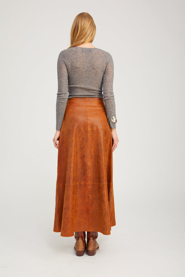 Sprwmn Cedar Leather Julia Skirt CEDAR