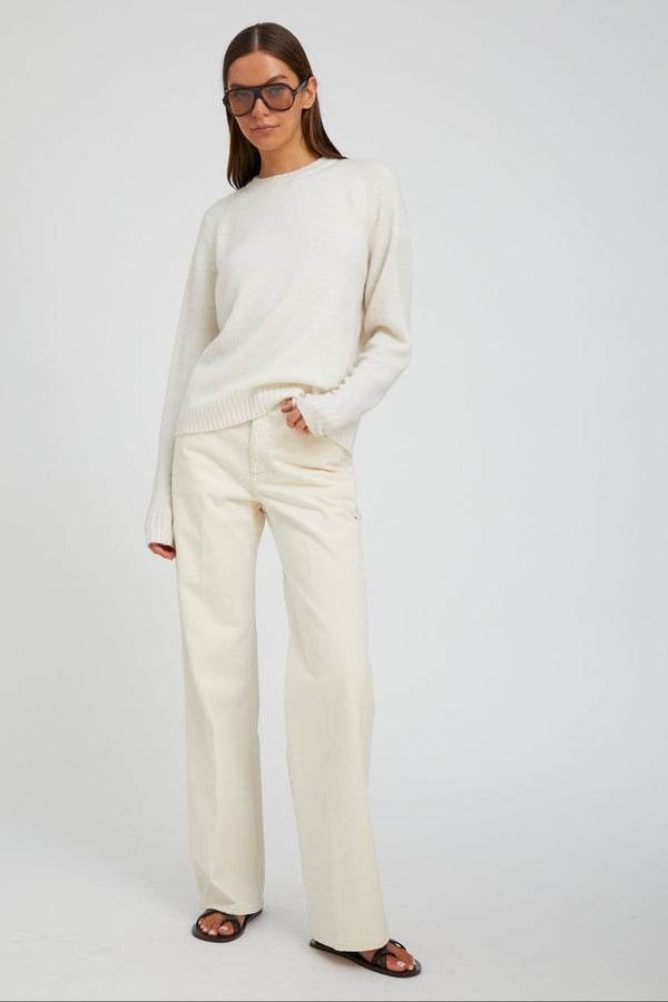 Sprwmn Chalk Cashmere Loose Gauge Crewneck Chalk