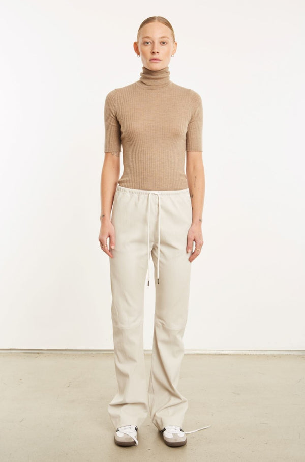 Sprwmn Chalk Leather Straight Leg Pants Chalk