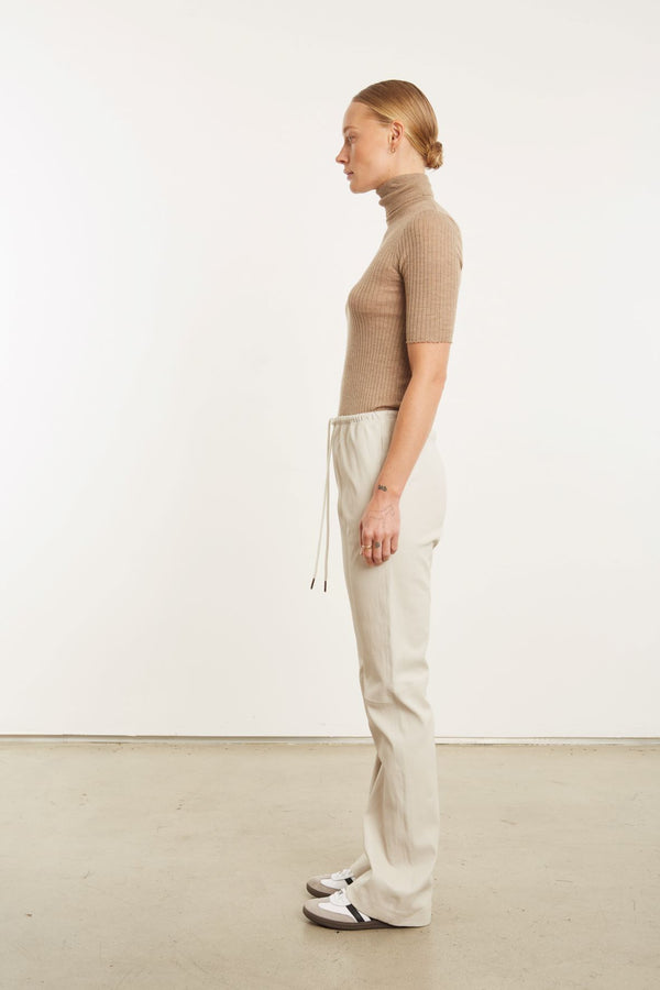 Sprwmn Chalk Leather Straight Leg Pants Chalk