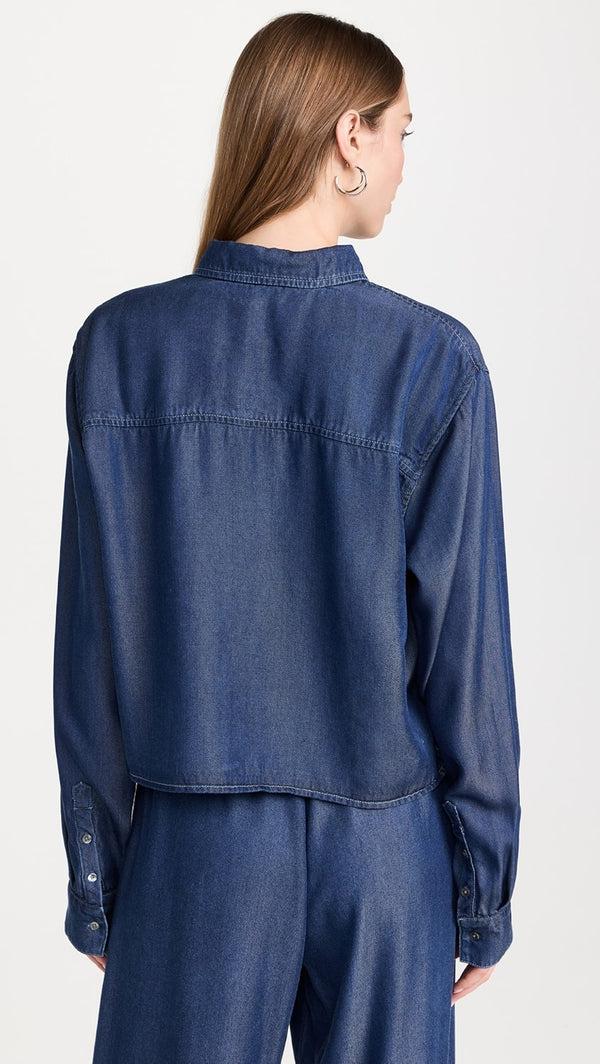 Sprwmn Chambray Cropped Button Down Camille