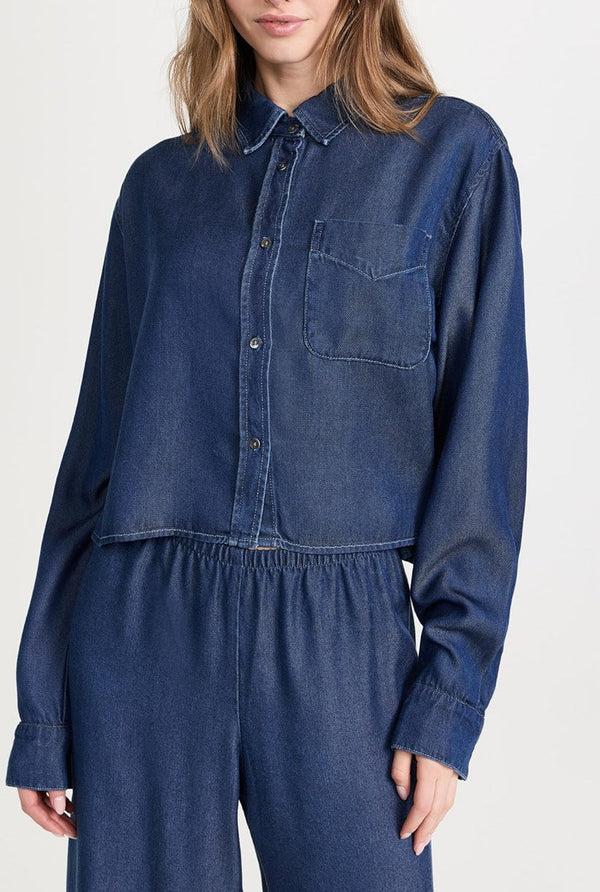 sprwmn Chambray Cropped Button Down Camille