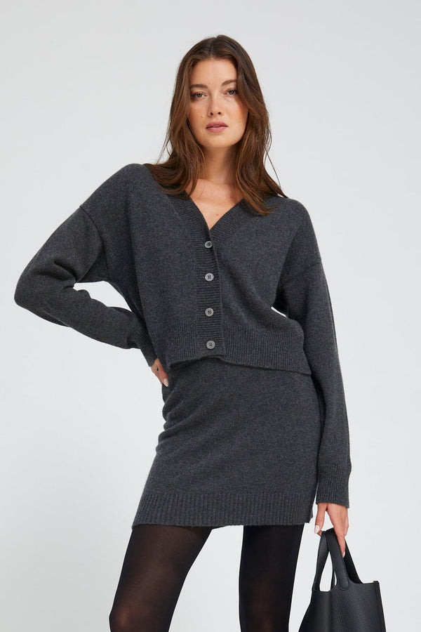 sprwmn Charcoal Cashmere Mia Cardigan CHARCOAL