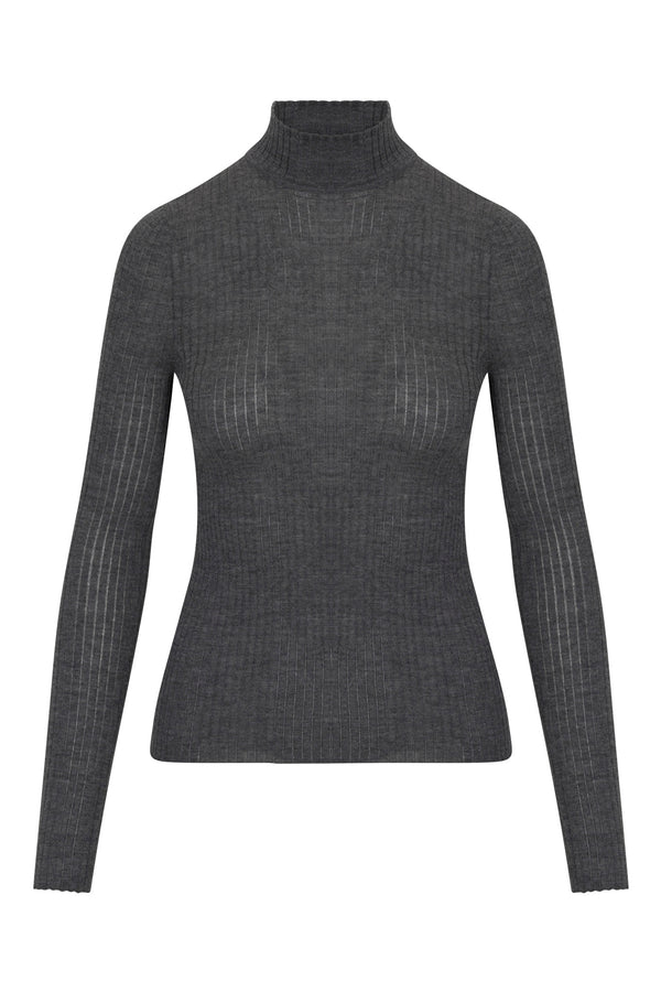 Sprwmn Charcoal Cashmere Mock Neck