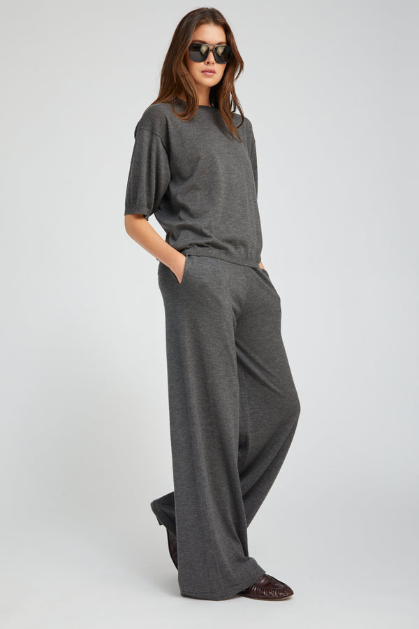 Sprwmn Charcoal Cashmere Wide Leg Pants CHARCOAL