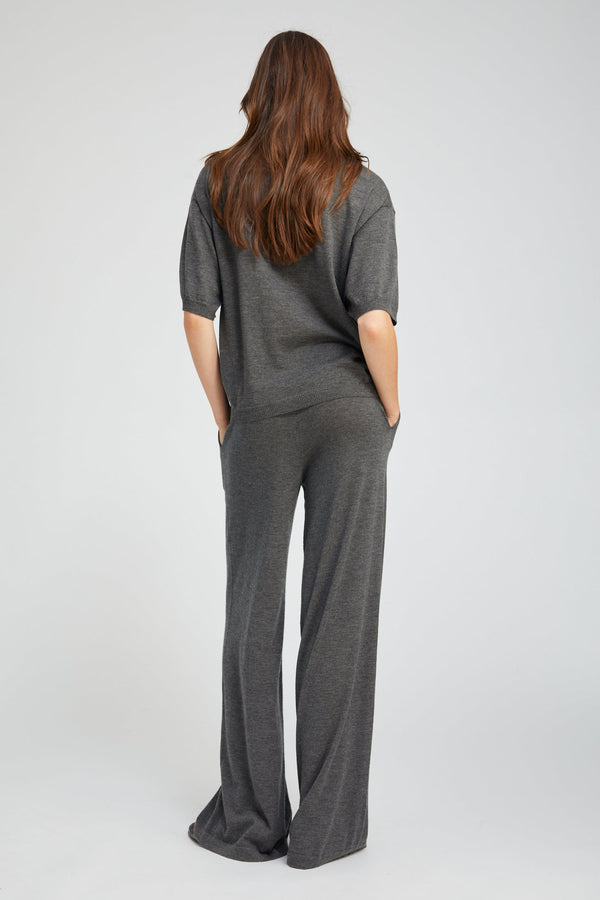 Sprwmn Charcoal Cashmere Wide Leg Pants CHARCOAL
