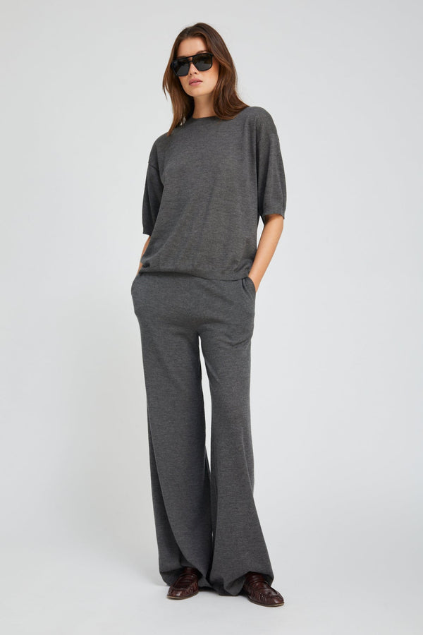 sprwmn Charcoal Cashmere Wide Leg Pants CHARCOAL