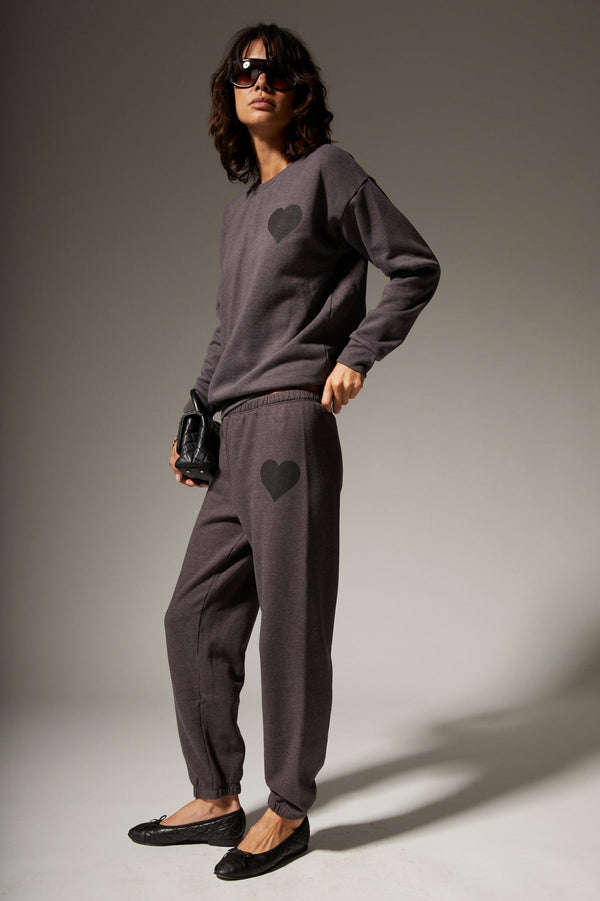 Sprwmn Charcoal Heart Sweatshirt Charcoal