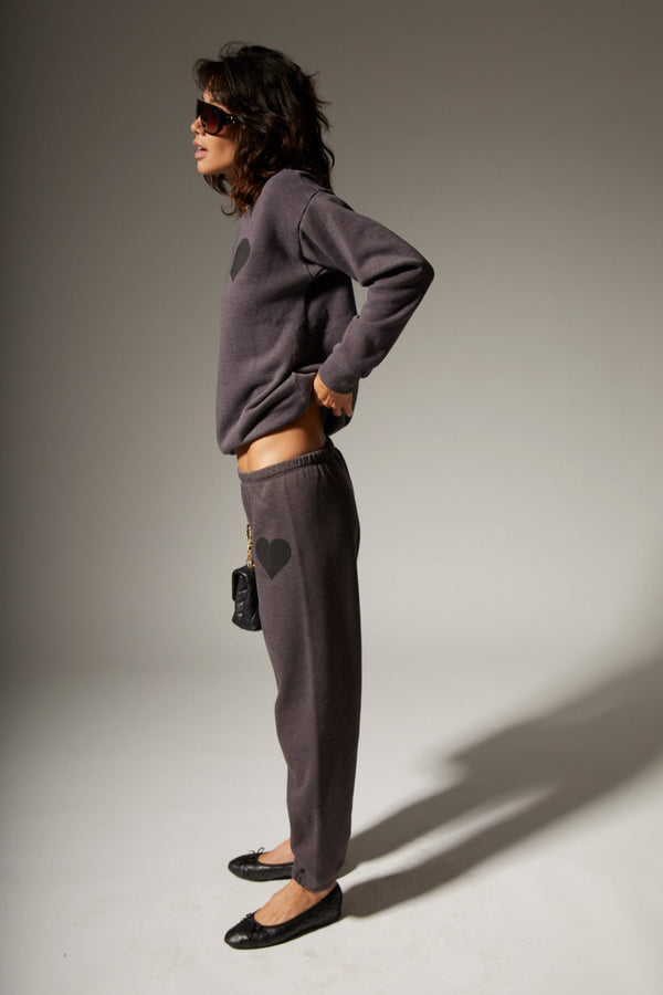Sprwmn Charcoal Heart Sweatshirt Charcoal