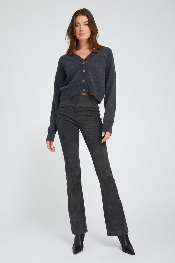 sprwmn Charcoal Suede Micro Flare CHARCOAL