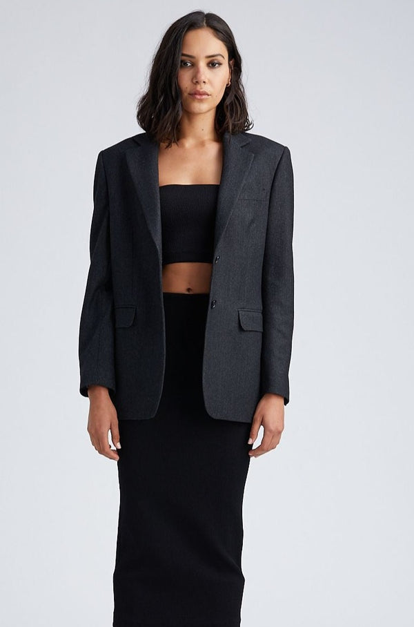 Sprwmn Charcoal Wool Oversized Blazer Charcoal
