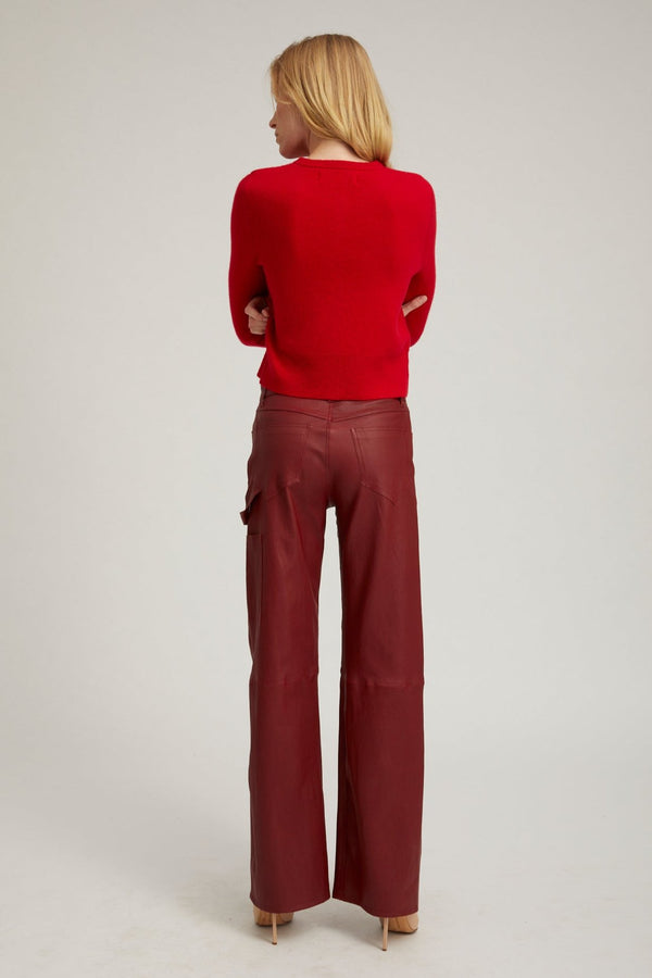 Sprwmn Cherry Leather Carpenter Pants Cherry