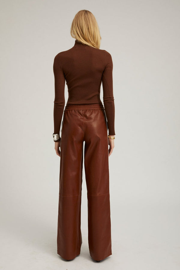 Sprwmn Chocolate Cashmere Mock Neck Chocolate