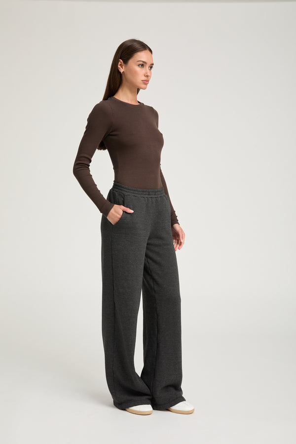 Sprwmn Chocolate Rib Long Sleeve Baby Tee Brown