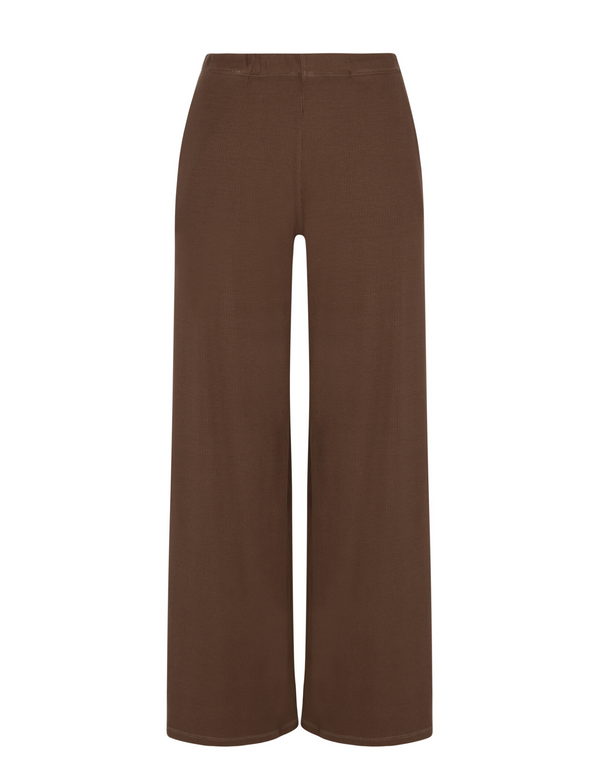sprwmn Chocolate Rib Wide Leg Rib Pants Brown