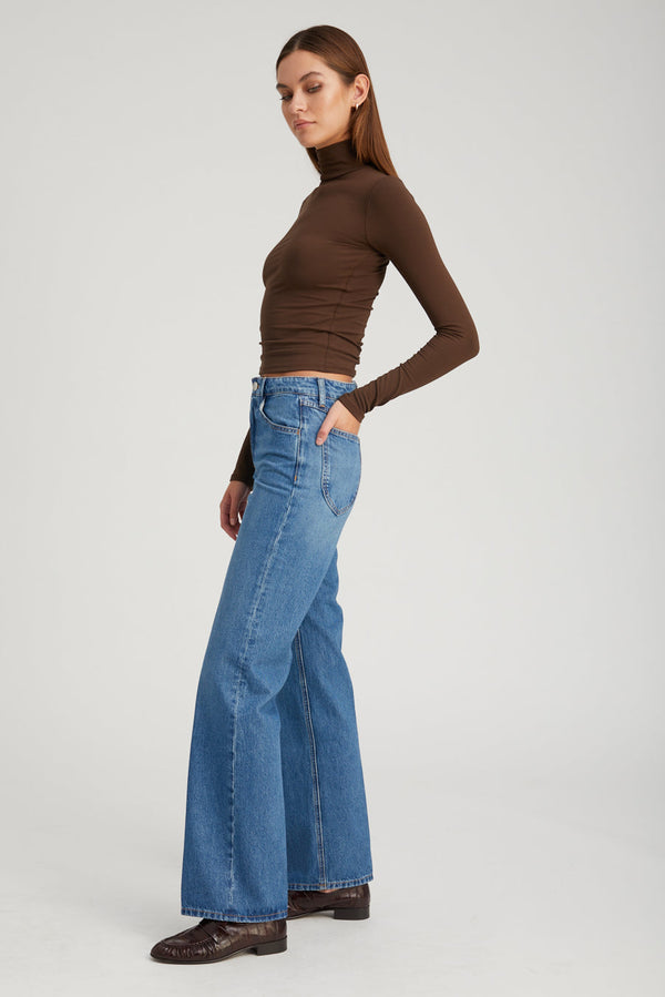 Sprwmn City Long Sleeve Mock Neck Brown