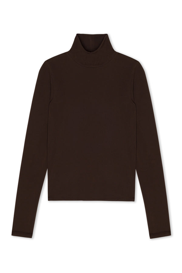 Sprwmn City Long Sleeve Mock Neck Brown