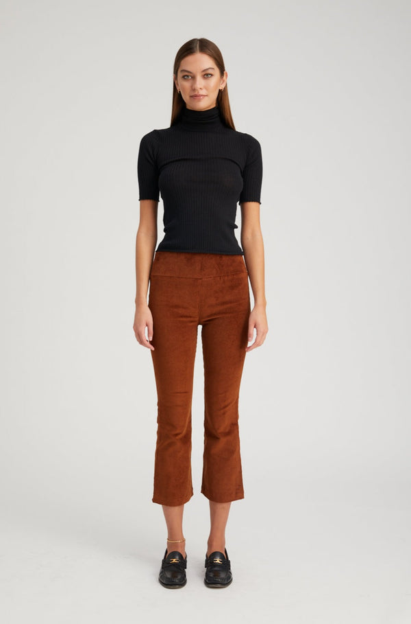 Sprwmn Corduroy Crop Flare Pants Dark Cognac