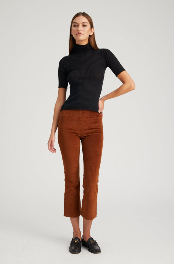 sprwmn Corduroy Crop Flare Pants Dark Cognac