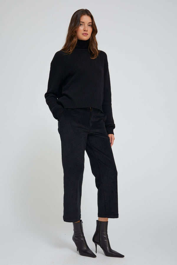 Sprwmn Corduroy Cropped Trousers BLACK