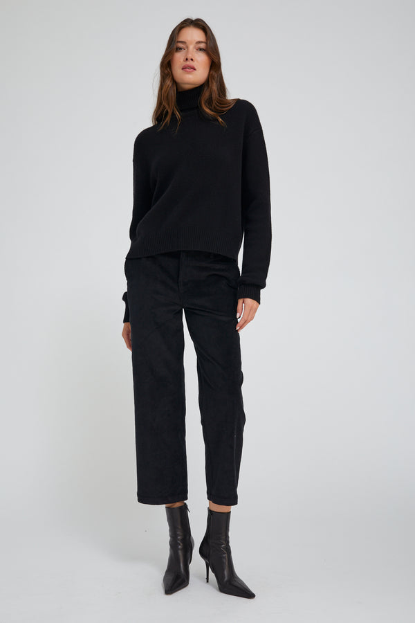 sprwmn Corduroy Cropped Trousers BLACK