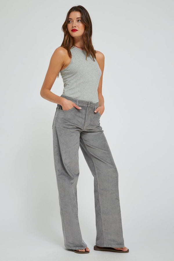 Sprwmn Corduroy Wide Leg Trousers Grey