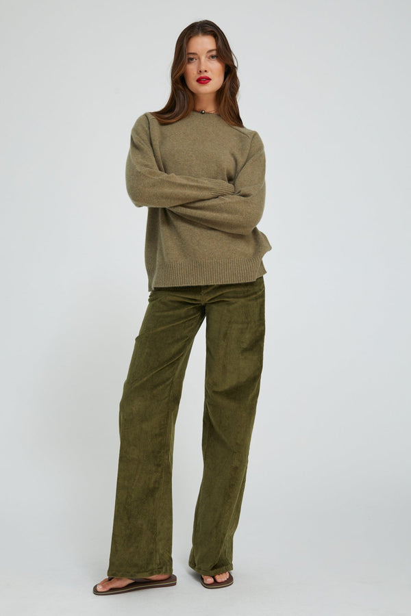 sprwmn Corduroy Wide Leg Trousers Moss