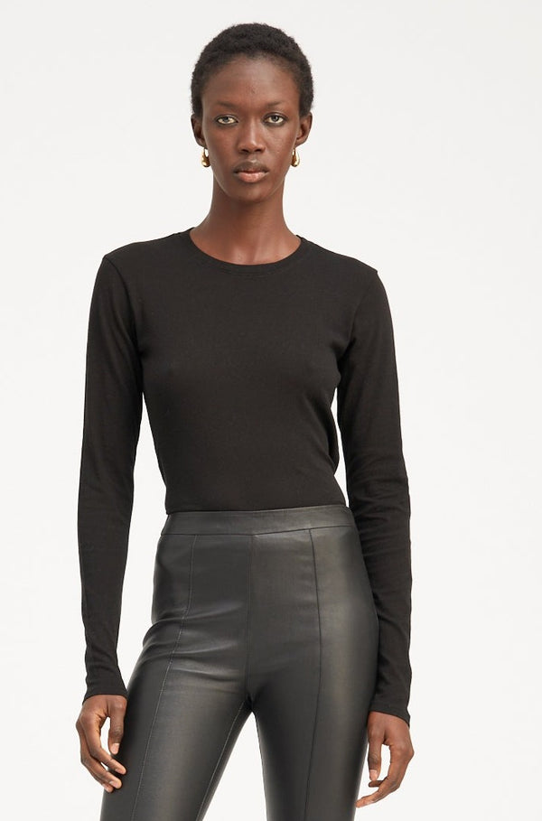 sprwmn Cotton Long Sleeve Baby Tee Black