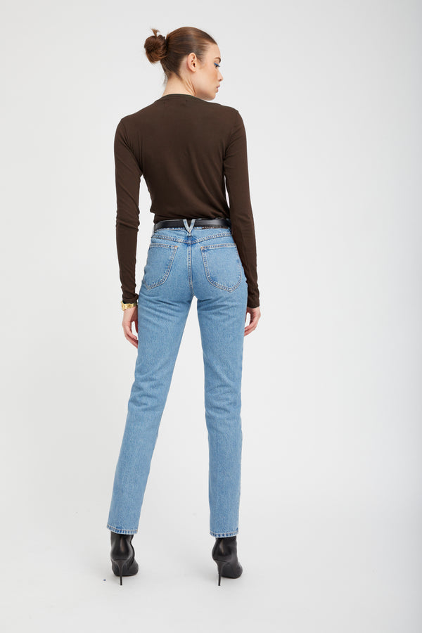 Sprwmn Cotton Long Sleeve Baby Tee Brown