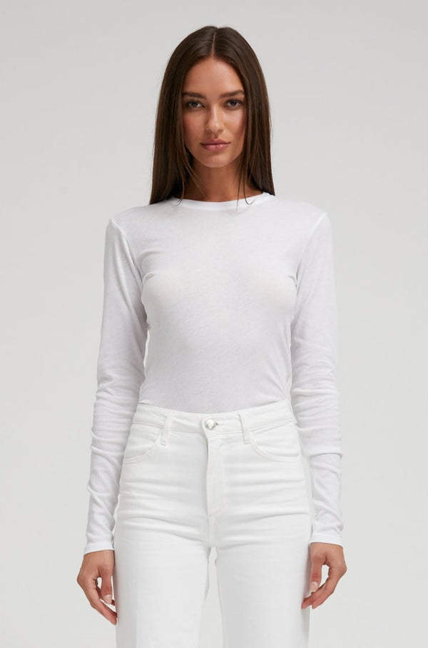 sprwmn Cotton Long Sleeve Baby Tee White