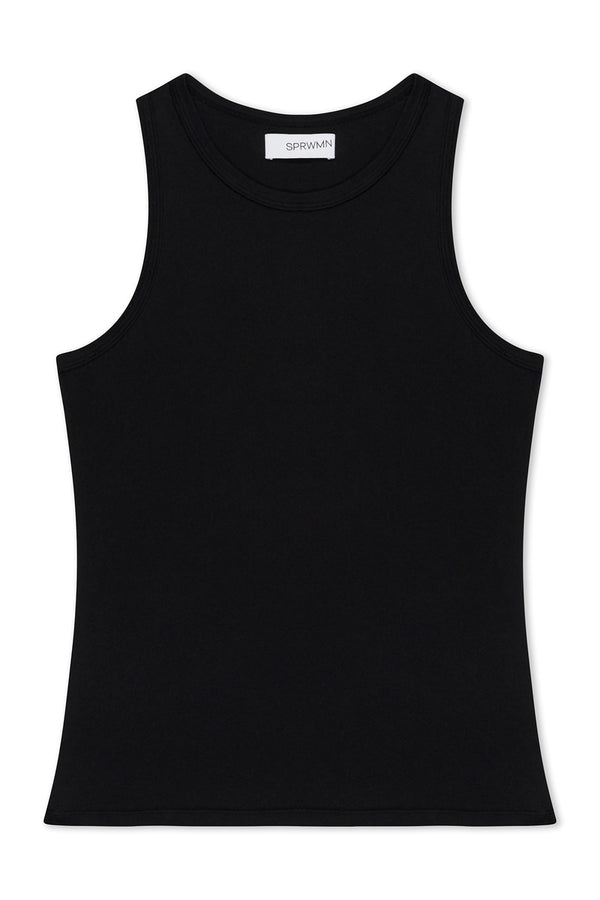 Sprwmn Cotton Racer Tank BLACK