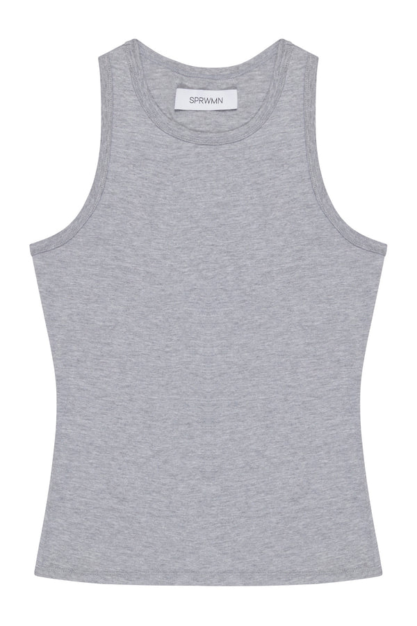 Sprwmn Cotton Racer Tank Heather Grey