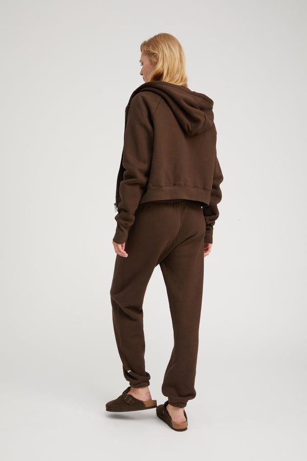 Sprwmn Cotton Shrunken Zip Up Hoodie Americano