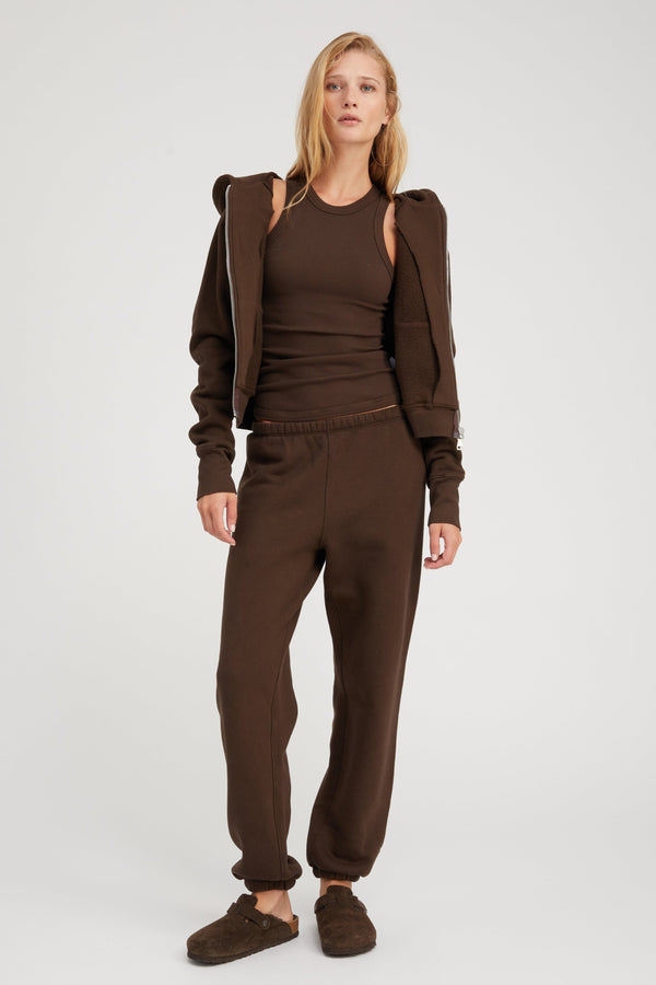 sprwmn Cotton Shrunken Zip Up Hoodie Americano