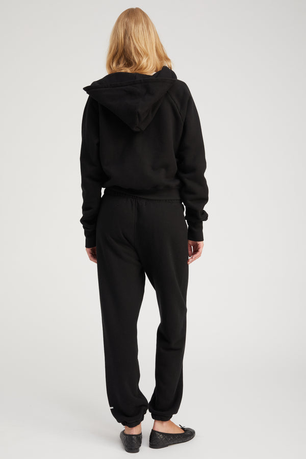 Sprwmn Cotton Shrunken Zip Up Hoodie Black