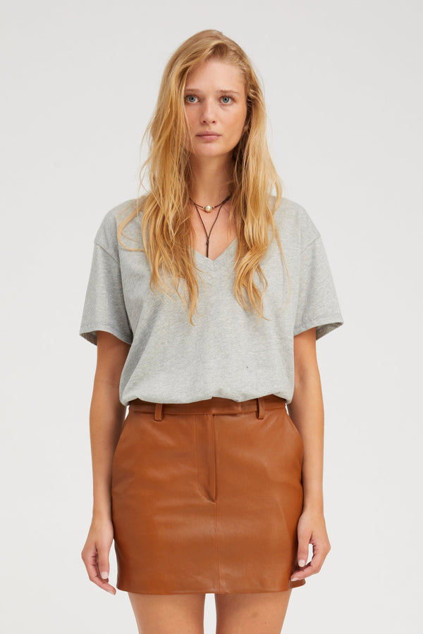 sprwmn Cotton V-Neck Tee Heather Grey