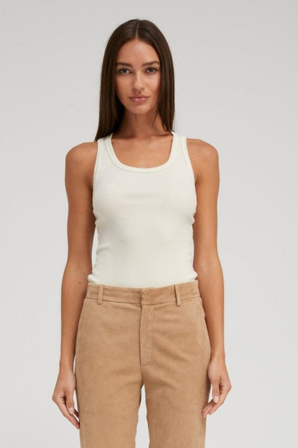 sprwmn Creme Rib Fitted Scooped Tank Creme