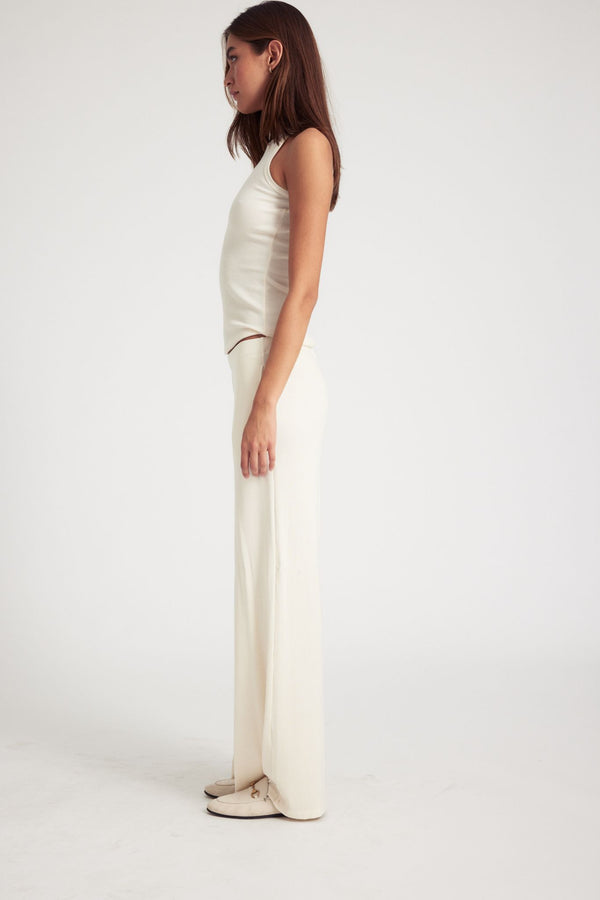 Sprwmn Creme Rib Wide Leg Pants Creme