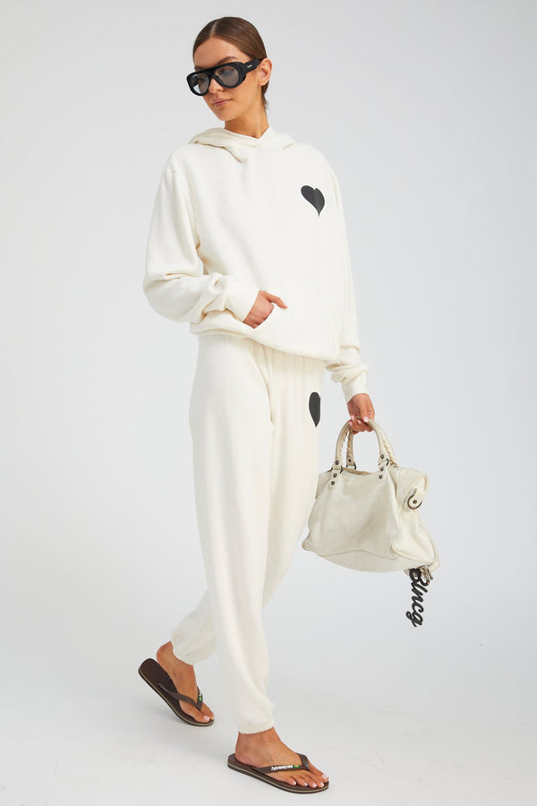 Sprwmn Creme With Black Heart Hoodie CREME/BLACK