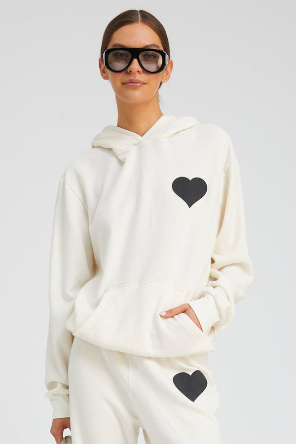 sprwmn Creme with Black Heart Hoodie CREME/BLACK